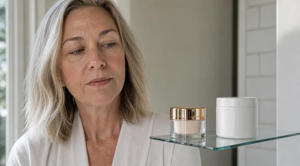 Two jars on a bathroom shelf side by side showing CeraVe night cream next to an alternative brand for size and packaging comparison