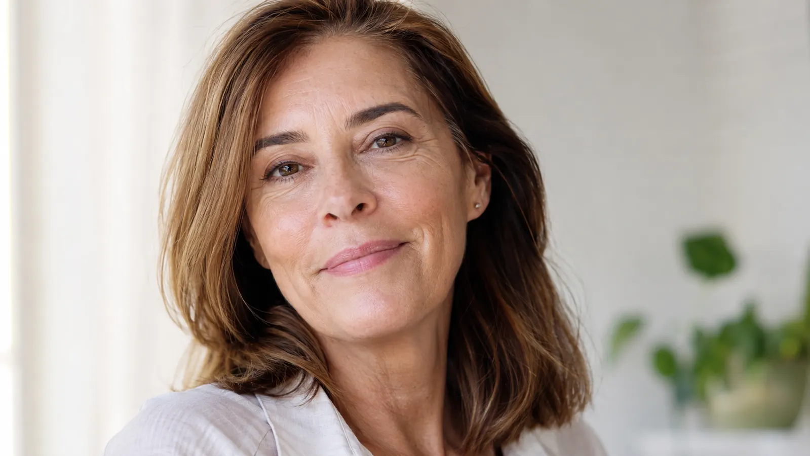 Close-up of a woman's cheek showing smooth, matte skin in good lighting, illustrating the finish after sunscreen application